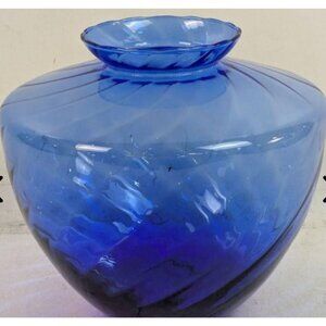 Vintage IVV Italy Blue Swirl Art Glass Vase 9" Tall Handcrafted Collectable Piec